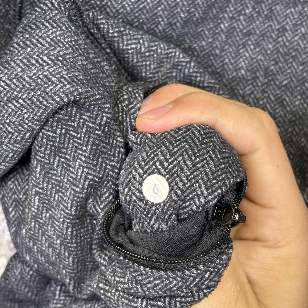 Lululemon Hoodie Womens 6 Gray Herringbone Pullover‎ Cowl Neck Pocket Athletic
